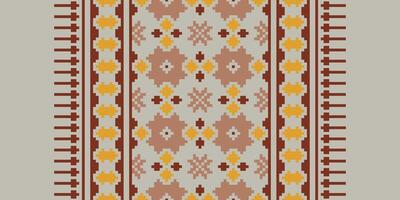 Kilim Pattern Seamless Mughal architecture Motif embroidery, Pixel Ikat embroidery Design for Print endless arabesque cloth dupatta shawl bandana print silk kurta men vector