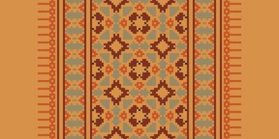 Kilim Pattern Seamless Mughal architecture Motif embroidery, Pixel Ikat embroidery Design for Print tapestry floral kimono repeat pattern lacing spanish motif vector