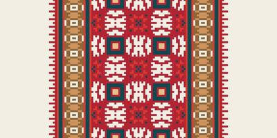 Dupatta Pattern Seamless Native American, Motif embroidery, Pixel Ikat embroidery Design for Print Texture fabric saree sari carpet. kurta patola saree vector
