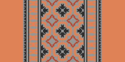 Dupatta Pattern Seamless Mughal architecture Motif embroidery, Pixel Ikat embroidery Design for Print figure tribal ink on cloth patola sari vector