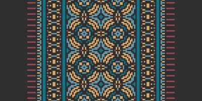 Dupatta Pattern Seamless Scandinavian pattern Motif embroidery, Pixel Ikat embroidery Design for Print endless arabesque cloth dupatta shawl bandana print silk kurta men vector
