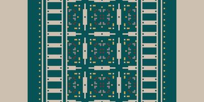 Dupatta Pattern Seamless Scandinavian pattern Motif embroidery, Pixel Ikat embroidery Design for Print egyptian pattern tibetan mandala bandanna vector