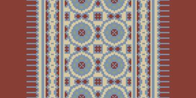 Silk fabric Patola sari Pattern Seamless Scandinavian pattern Motif embroidery, Pixel Ikat embroidery Design for Print Texture fabric saree sari carpet. kurta patola saree vector