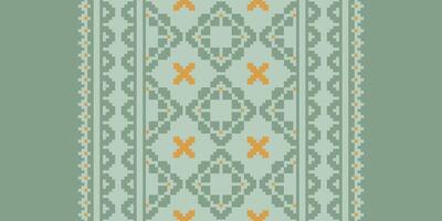 Anarkali Pattern Seamless Scandinavian pattern Motif embroidery, Pixel Ikat embroidery Design for Print Texture fabric saree sari carpet. kurta patola saree vector