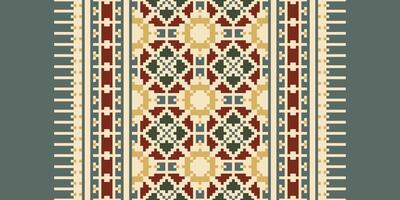 Motif folklore pattern Seamless Native American, Motif embroidery, Pixel Ikat embroidery Design for Print egyptian pattern tibetan mandala bandanna vector