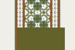 Anarkali frock design Seamless Bandana print silk Motif embroidery, Pixel Ikat embroidery Design for Print scandinavian pattern saree ethnic nativity gypsy pattern vector