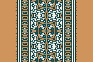 Anarkali frock design Seamless Scandinavian pattern Motif embroidery, Pixel Ikat embroidery Design for Print Texture fabric saree sari carpet. kurta patola saree vector