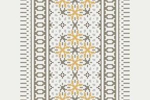 Kurta Pattern Seamless Scandinavian pattern Motif embroidery, Pixel Ikat embroidery Design for Print endless arabesque cloth dupatta shawl bandana print silk kurta men vector