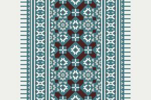 Kurta Pattern Seamless Scandinavian pattern Motif embroidery, Pixel Ikat embroidery Design for Print Texture fabric saree sari carpet. kurta patola saree vector