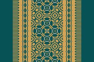 Kurta Pattern Seamless Mughal architecture Motif embroidery, Pixel Ikat embroidery Design for Print figure tribal ink on cloth patola sari vector