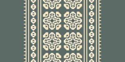 Motif folklore pattern Seamless Bandana print silk Motif embroidery, Pixel Ikat embroidery Design for Print Texture fabric saree sari carpet. kurta patola saree vector