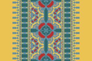 Dhoti Pattern Seamless Scandinavian pattern Motif embroidery, Pixel Ikat embroidery Design for Print indigenous art aboriginal art pattern floral kurti mughal border vector