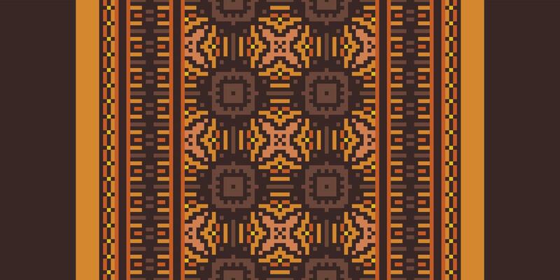 Nordic pattern Seamless Bandana print silk Motif embroidery, Pixel Ikat embroidery Design for Print border embroidery ancient egypt