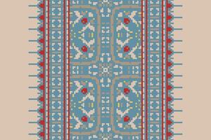 Dhoti Pattern Seamless Scandinavian pattern Motif embroidery, Pixel Ikat embroidery Design for Print endless arabesque cloth dupatta shawl bandana print silk kurta men vector