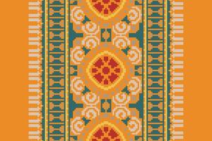 Dhoti Pattern Seamless Scandinavian pattern Motif embroidery, Pixel Ikat embroidery Design for Print scarf hijab pattern kerchief Pixel Ikat Silk kurti model mughal patterns vector