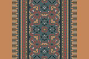 Dhoti Pattern Seamless Mughal architecture Motif embroidery, Pixel Ikat embroidery Design for Print tapestry floral kimono repeat pattern lacing spanish motif vector