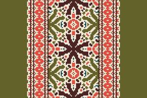Dhoti Pants Pattern Seamless Mughal architecture Motif embroidery, Pixel Ikat embroidery Design for Print pattern vintage flower folk navajo patchwork pattern vector