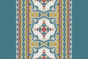 Plazo pattern Seamless Mughal architecture Motif embroidery, Pixel Ikat embroidery Design for Print endless arabesque cloth dupatta shawl bandana print silk kurta men vector