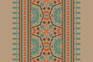 Plazo pattern Seamless Mughal architecture Motif embroidery, Pixel Ikat embroidery Design for Print indigenous art aboriginal art pattern floral kurti mughal border vector