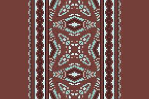 Plazo pattern Seamless Scandinavian pattern Motif embroidery, Pixel Ikat embroidery Design for Print endless arabesque cloth dupatta shawl bandana print silk kurta men vector
