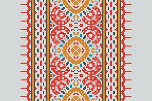 Banarasi Pattern Seamless Bandana print silk Motif embroidery, Pixel Ikat embroidery Design for Print Texture fabric saree sari carpet. kurta patola saree vector