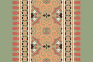 Banarasi Pattern Seamless Australian aboriginal pattern Motif embroidery, Pixel Ikat embroidery Design for Print pattern vintage flower folk navajo patchwork pattern vector