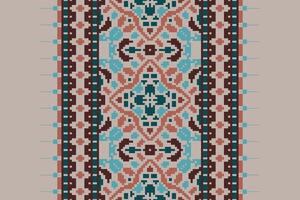 Banarasi Pattern Seamless Scandinavian pattern Motif embroidery, Pixel Ikat embroidery Design for Print vyshyvanka placemat quilt sarong sarong beach kurtis Indian motifs vector