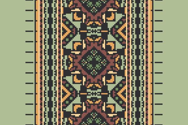 Pixel Cross Stitch pattern with Floral Designs. Traditional cross stitch needlework. Geometric Ethnic pattern, Embroidery, Textile ornamentation, fabric, Hand stitched pattern, Cultural stitching