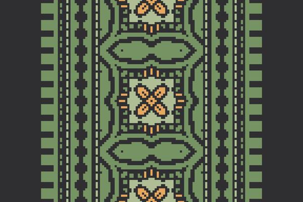 Pixel Cross Stitch pattern with Floral Designs. Traditional cross stitch needlework. Geometric Ethnic pattern, Embroidery, Textile ornamentation, fabric, Hand stitched pattern, Cultural stitching