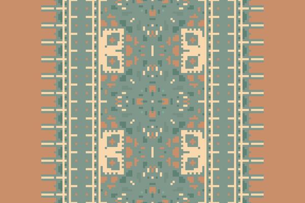 Pixel Cross Stitch pattern with Floral Designs. Traditional cross stitch needlework. Geometric Ethnic pattern, Embroidery, Textile ornamentation, fabric, Hand stitched pattern, Cultural stitching