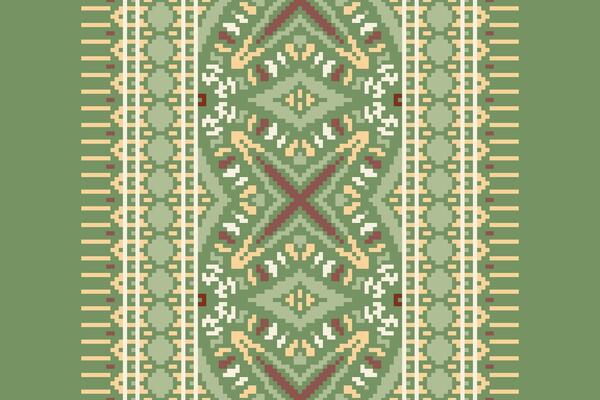Pixel Cross Stitch pattern with Floral Designs. Traditional cross stitch needlework. Geometric Ethnic pattern, Embroidery, Textile ornamentation, fabric, Hand stitched pattern, Cultural stitching