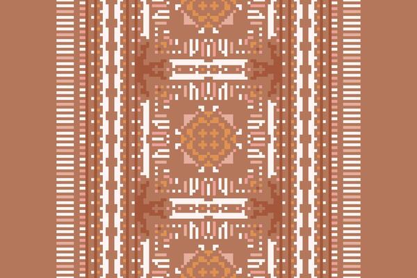 Pixel Cross Stitch pattern with Floral Designs. Traditional cross stitch needlework. Geometric Ethnic pattern, Embroidery, Textile ornamentation, fabric, Hand stitched pattern, Cultural stitching