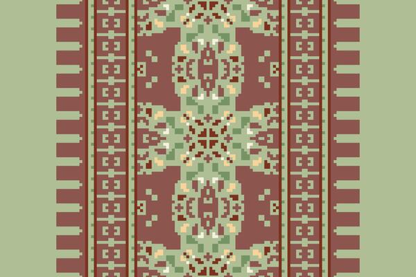 Pixel Cross Stitch pattern with Floral Designs. Traditional cross stitch needlework. Geometric Ethnic pattern, Embroidery, Textile ornamentation, fabric, Hand stitched pattern, Cultural stitching