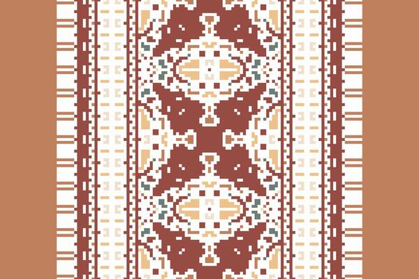 Pixel Cross Stitch pattern with Floral Designs. Traditional cross stitch needlework. Geometric Ethnic pattern, Embroidery, Textile ornamentation, fabric, Hand stitched pattern, Cultural stitching