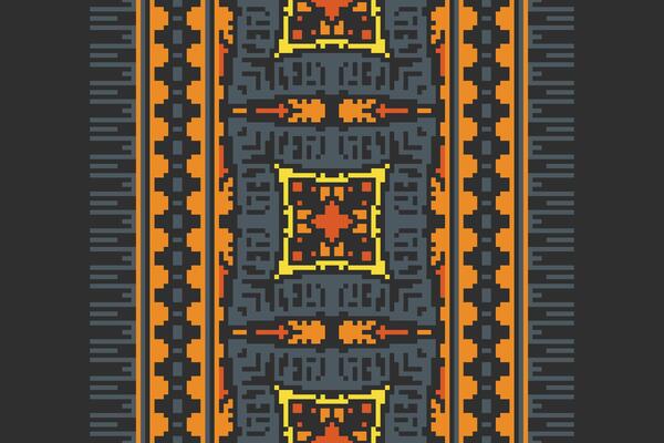 Pixel Cross Stitch pattern with Floral Designs. Traditional cross stitch needlework. Geometric Ethnic pattern, Embroidery, Textile ornamentation, fabric, Hand stitched pattern, Cultural stitching
