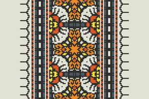 Kurti Pattern Seamless Scandinavian pattern Motif embroidery, Pixel Ikat embroidery Design for Print tapestry floral kimono repeat pattern lacing spanish motif vector