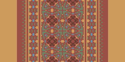 Nordic pattern Seamless Scandinavian pattern Motif embroidery, Pixel Ikat embroidery Design for Print Texture fabric saree sari carpet. kurta patola saree vector