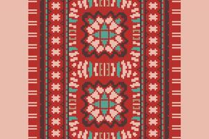 Ghagra Pattern Seamless Scandinavian pattern Motif embroidery, Pixel Ikat embroidery Design for Print endless arabesque cloth dupatta shawl bandana print silk kurta men vector