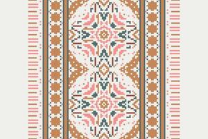 Ghagra Pattern Seamless Mughal architecture Motif embroidery, Pixel Ikat embroidery Design for Print pattern vintage flower folk navajo patchwork pattern vector