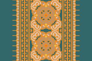 Ghagra Pattern Seamless Mughal architecture Motif embroidery, Pixel Ikat embroidery Design for Print endless arabesque cloth dupatta shawl bandana print silk kurta men vector