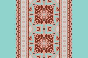 Motif folklore pattern Seamless Native American, Motif embroidery, Pixel Ikat embroidery Design for Print tapestry floral kimono repeat pattern lacing spanish motif vector