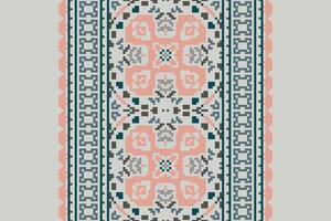 Motif folklore pattern Seamless Native American, Motif embroidery, Pixel Ikat embroidery Design for Print pattern vintage flower folk navajo patchwork pattern vector