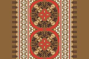Motif folklore pattern Seamless Bandana print silk Motif embroidery, Pixel Ikat embroidery Design for Print indigenous art aboriginal art pattern floral kurti mughal border vector