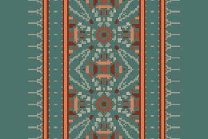 Motif folklore pattern Seamless Bandana print silk Motif embroidery, Pixel Ikat embroidery Design for Print scandinavian pattern saree ethnic nativity gypsy pattern vector