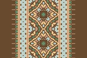 Motif folklore pattern Seamless Mughal architecture Motif embroidery, Pixel Ikat embroidery Design for Print figure tribal ink on cloth patola sari vector