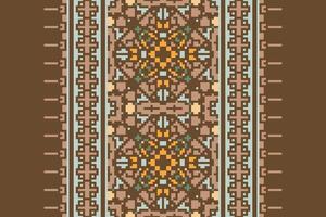 Motif folklore pattern Seamless Scandinavian pattern Motif embroidery, Pixel Ikat embroidery Design for Print Texture fabric saree sari carpet. kurta patola saree vector