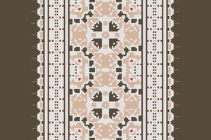 Motif folklore pattern Seamless Scandinavian pattern Motif embroidery, Pixel Ikat embroidery Design for Print pattern vintage flower folk navajo patchwork pattern vector