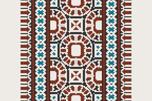 Silk fabric Patola sari Pattern Seamless Native American, Motif embroidery, Pixel Ikat embroidery Design for Print pattern vintage flower folk navajo patchwork pattern vector