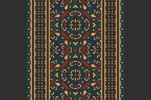 Silk fabric Patola sari Pattern Seamless Bandana print silk Motif embroidery, Pixel Ikat embroidery Design for Print Texture fabric saree sari carpet. kurta patola saree vector