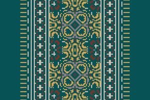 Silk fabric Patola sari Pattern Seamless Bandana print silk Motif embroidery, Pixel Ikat embroidery Design for Print tie dyeing pillowcase sambal puri kurti mughal architecture vector
